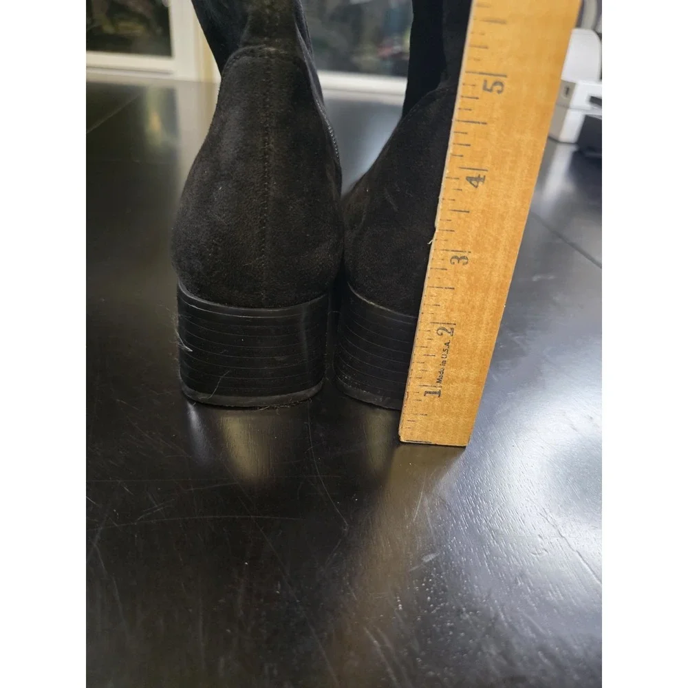 Marc Fisher LTD Black Suede‎ Over The Knee Boots Metal Toe Cap Size 9 M Low Heel